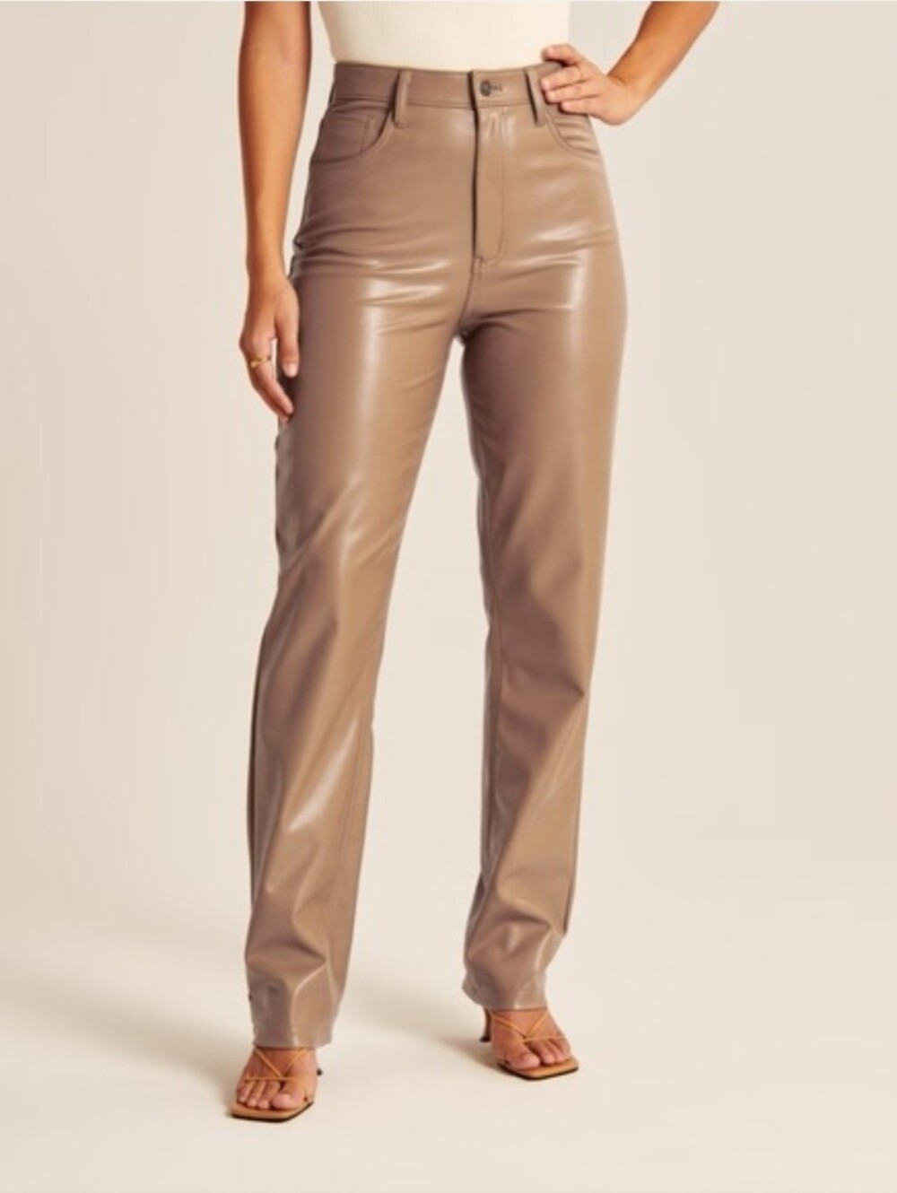 Abercrombie & Fitch The '90s Straight Leg Ultra High Rise Vegan Leather Pants 26